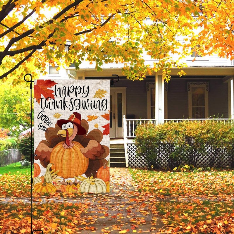 Hexagram Thanksgiving Garden Flag 12 x 18 Double Sided, Thanksgiving Flag for Outside, Yard Flags Turkey House Flags Happy Home Decor - Image 2