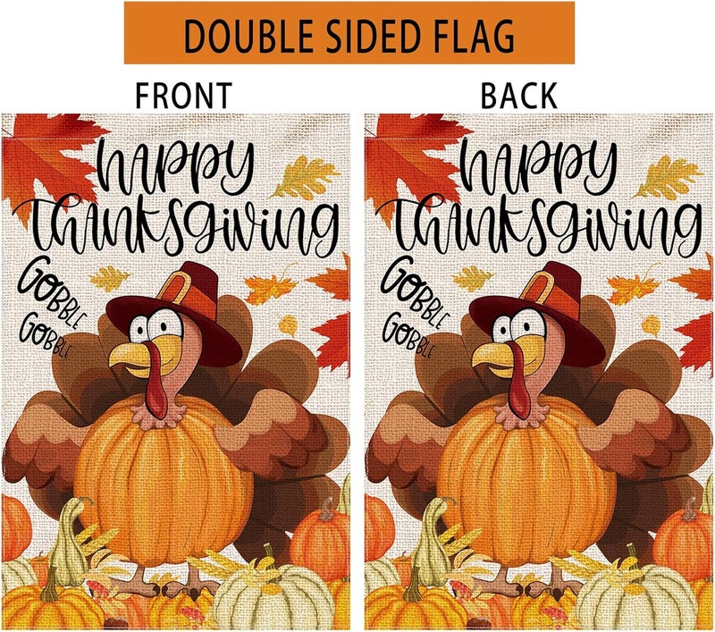 Hexagram Thanksgiving Garden Flag 12 x 18 Double Sided, Thanksgiving Flag for Outside, Yard Flags Turkey House Flags Happy Home Decor - Image 3