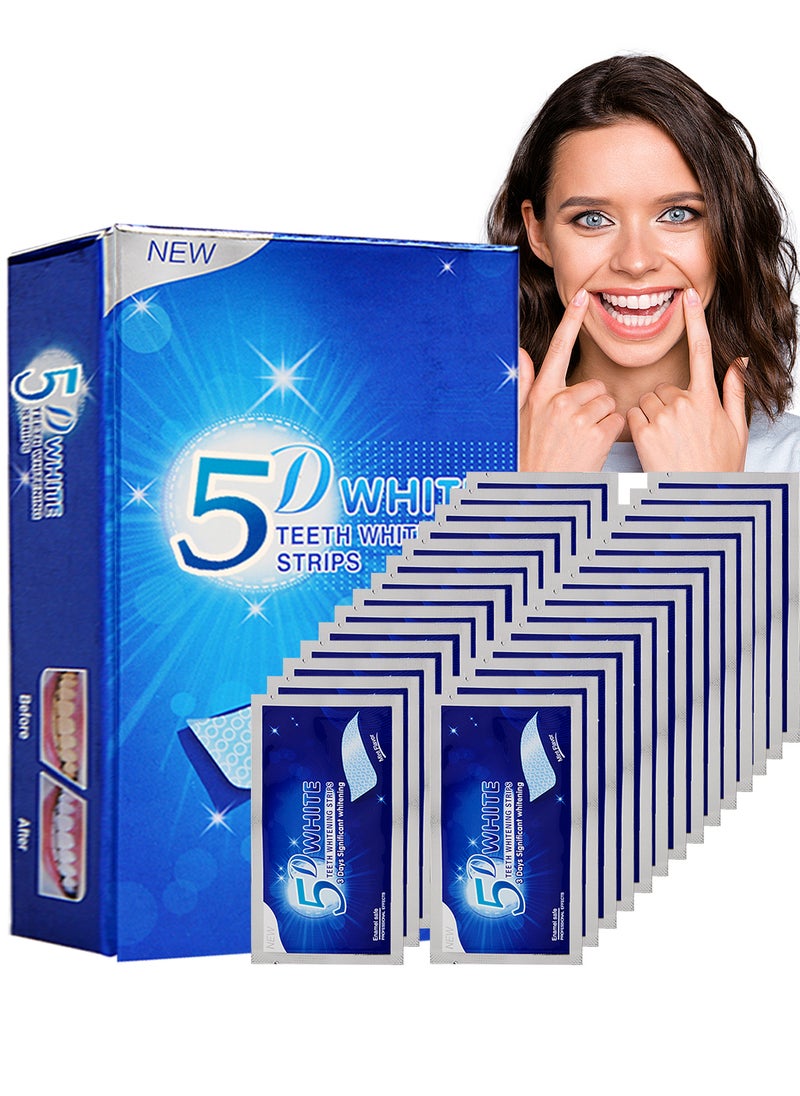 Generic 5D White Teeth Whitening Strips, Fast Effective 3 Days Significant Whitening Portable Comfortable Easy to Use - 28 Pairs  - Image 1