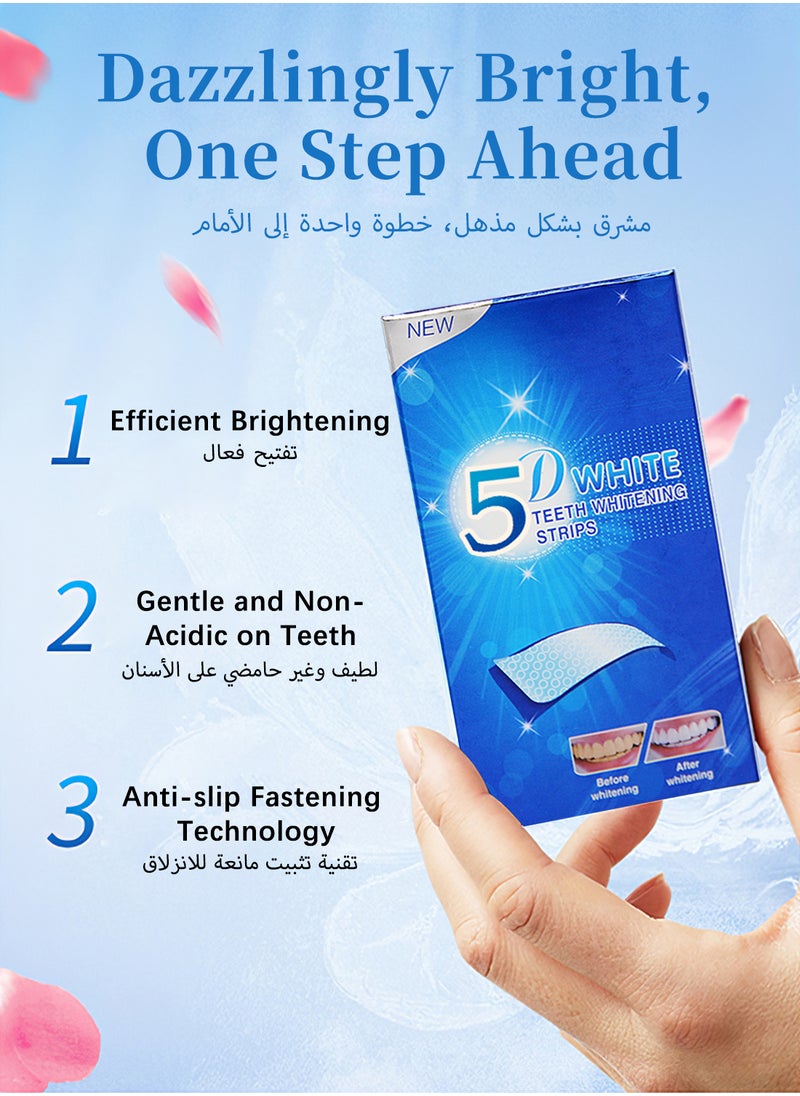 Generic 5D White Teeth Whitening Strips, Fast Effective 3 Days Significant Whitening Portable Comfortable Easy to Use - 28 Pairs  - Image 5