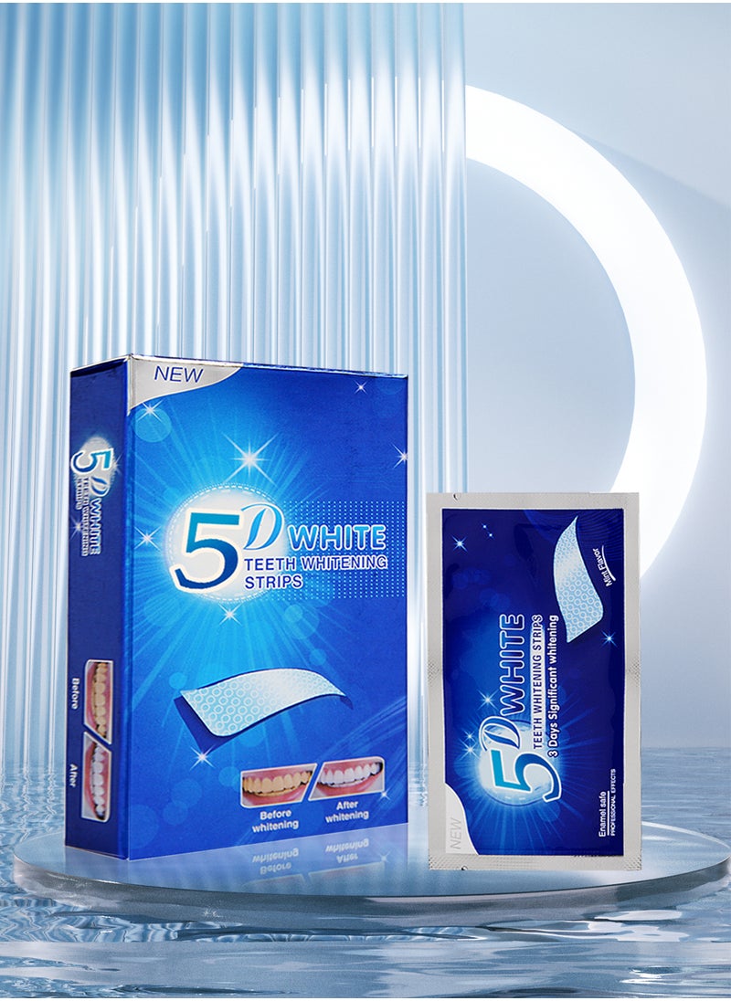 Generic 5D White Teeth Whitening Strips, Fast Effective 3 Days Significant Whitening Portable Comfortable Easy to Use - 28 Pairs  - Image 2