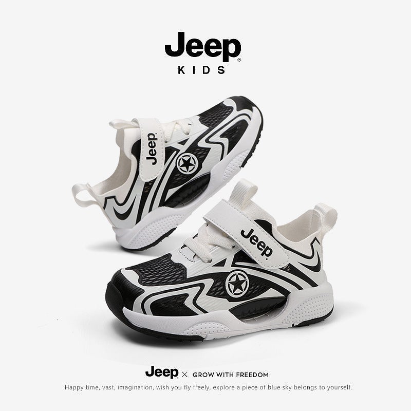 Jeep Baby Shoes, Kidsren'S Sports Shoes, Single Mesh Breathable Running Shoes, Toddlers' Lightweight Soft-Soled Non-Slip Wear-Resistant Casual Shoes - Image 3
