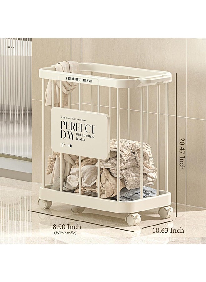 Laundry Basket with Wheels, Laundry Hamper with Handle, Dirty Clothes Hamper, Rolling Laundry Basket, Clothes Hamper for Multiple Scenarios