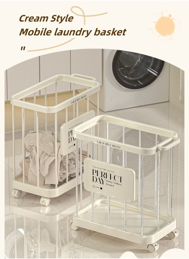 Laundry Basket with Wheels, Laundry Hamper with Handle, Dirty Clothes Hamper, Rolling Laundry Basket, Clothes Hamper for Multiple Scenarios