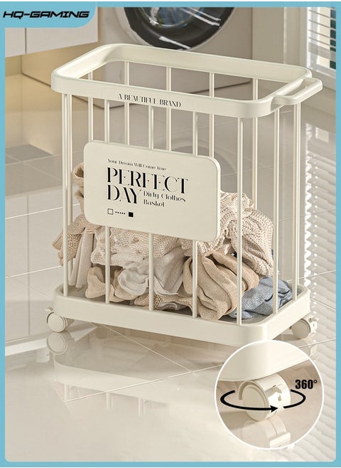 Laundry Basket with Wheels, Laundry Hamper with Handle, Dirty Clothes Hamper, Rolling Laundry Basket, Clothes Hamper for Multiple Scenarios