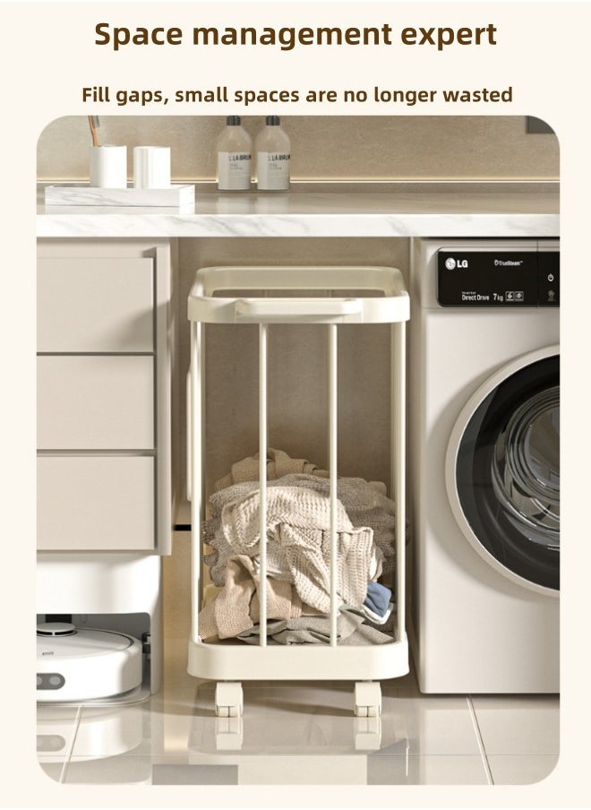 Laundry Basket with Wheels, Laundry Hamper with Handle, Dirty Clothes Hamper, Rolling Laundry Basket, Clothes Hamper for Multiple Scenarios