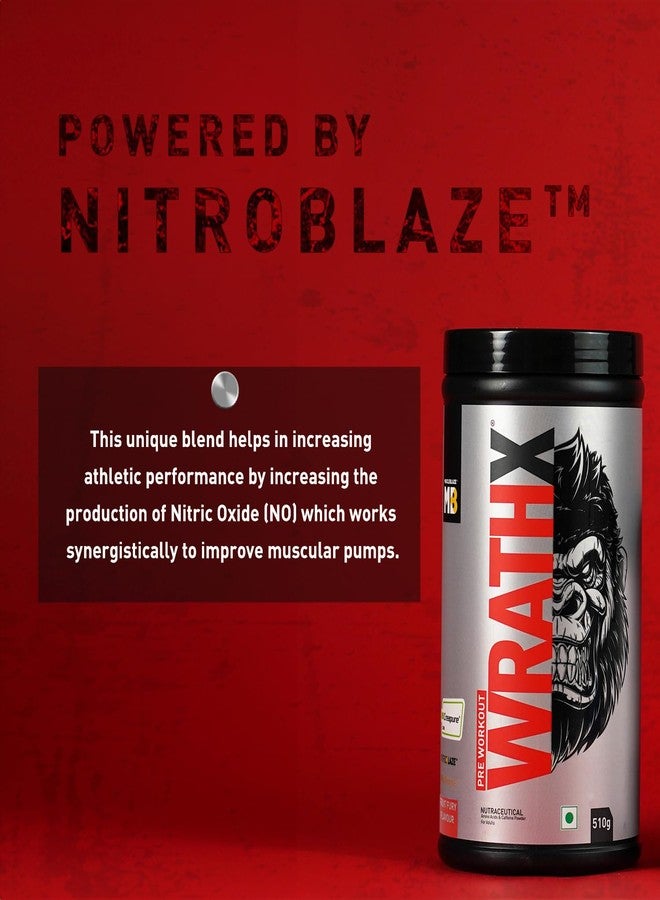 مسل بلايز MuscleBlaze Pre Workout WrathX مع مسحوق Creapure و Nitroblaze و BioPerine (Fruit Fury، 510 غرام، 30 حصة) - Image 4