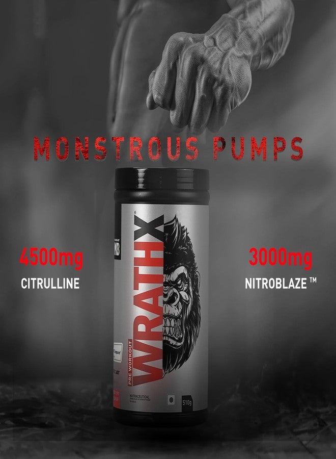 مسل بلايز MuscleBlaze Pre Workout WrathX مع مسحوق Creapure و Nitroblaze و BioPerine (Fruit Fury، 510 غرام، 30 حصة) - Image 3
