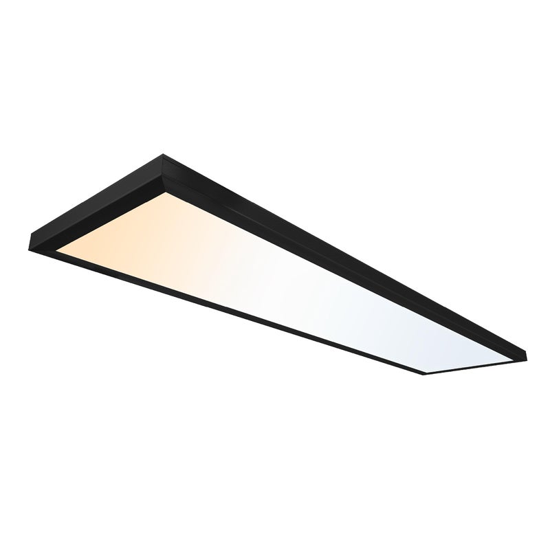 Ultralux 1x4 ft Surface Mount Ceiling Light Panel â€“ Slim, Edge Lit, Flush Mount Flat Panel for Kitchen, Home & Office - TRIAC Dimmable, 3CCT Adjustable Color Temperature (Matte Black, 1 Pack) - Image 1