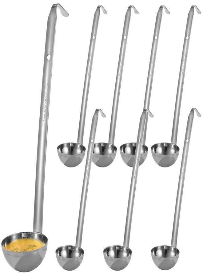 Anjetan 8 Pcs Soup Ladles, 2 oz Stainless Steel Ladles with Long Handles, Sturdy Ladle with Hooks for Serving Soup, Precise Measurement, Anti-slip Design for Kitchen, Hotel, and Catering Use - Image 1
