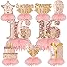 Turypaty Sweet 16 Birthday Honeycomb Centerpieces Decorations for Girls 9Pcs Pink Rose Gold 16th Birthday Table Centerpieces Party Supplies Sixteen Year Old Birthday Table Toppers Decor - Image 3