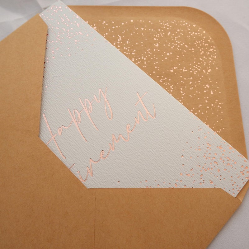 CHRIZ.Z Retirement Card - Single Happy Retirement Greeting Card on Grey Color Textured Paper with Rose Gold Foil Glitter Envelope - 5" x 7" - Blank Inside - Image 4
