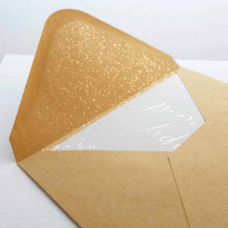 CHRIZ.Z Retirement Card - Single Happy Retirement Greeting Card on Grey Color Textured Paper with Rose Gold Foil Glitter Envelope - 5" x 7" - Blank Inside - Image 5
