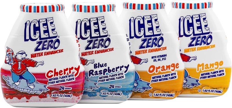 ICEE Zero Calorie Liquid Water Enhancer Variety Pack - Cherry, Blue Raspberry, Orange, and Mango - 1.62 Fl Oz Concentrate (Pack of 4) - Image 1