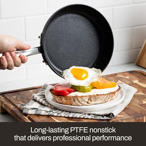 All-Clad Hard Anodized Essentials Nonstick Fry Pan 3 Piece Set, 8", 10" & 12" Induction, Oven Safe 500F, Kitchen Frying Pans, Skillets, Ergonomic Handle, Premium Cookware, Dishwasher Safe, Black - Image 2