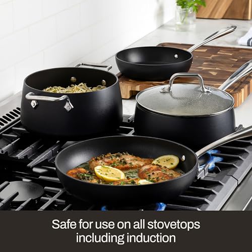 All-Clad Hard Anodized Essentials Nonstick Fry Pan 3 Piece Set, 8", 10" & 12" Induction, Oven Safe 500F, Kitchen Frying Pans, Skillets, Ergonomic Handle, Premium Cookware, Dishwasher Safe, Black - Image 4