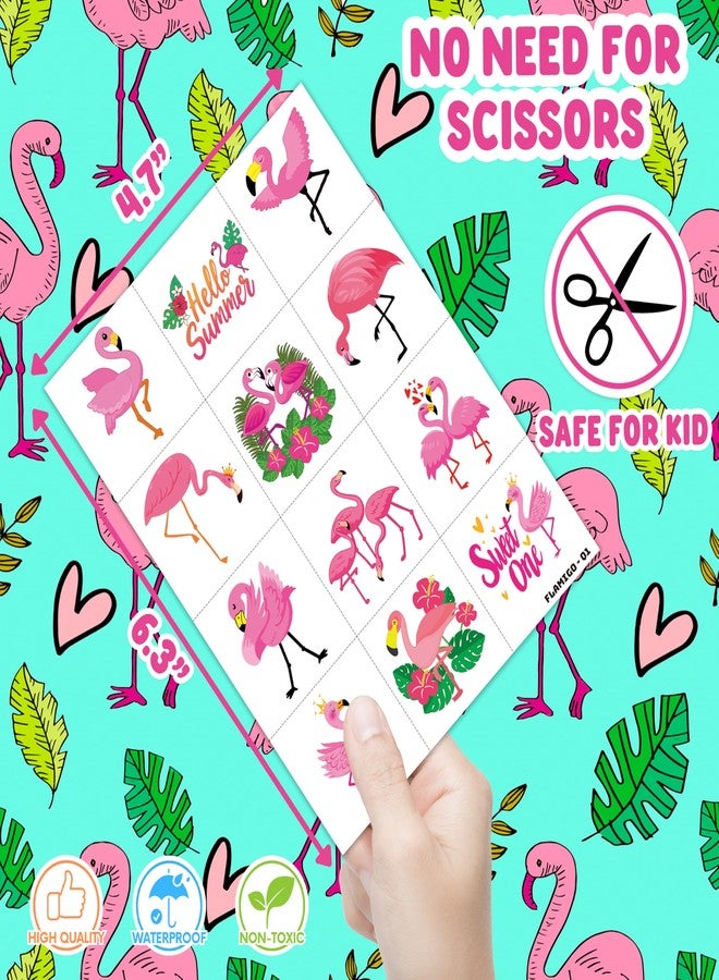91TATTOOS 96 PCS Funny Cute Flamingo Temporary Tattoos for Kids - Image 4