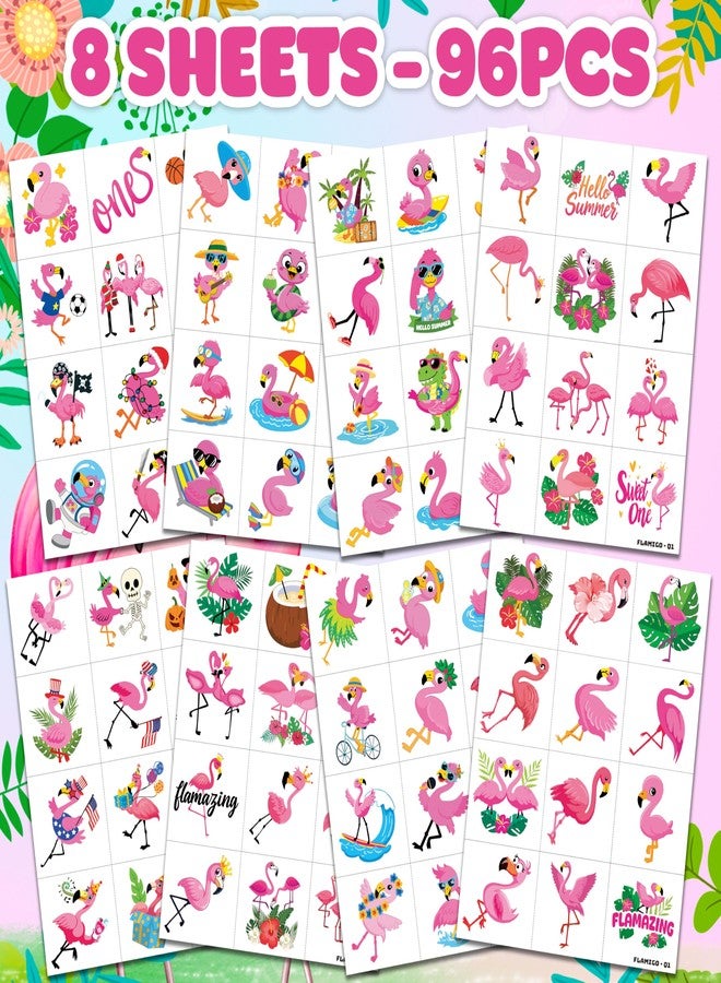 91TATTOOS 96 PCS Funny Cute Flamingo Temporary Tattoos for Kids - Image 3