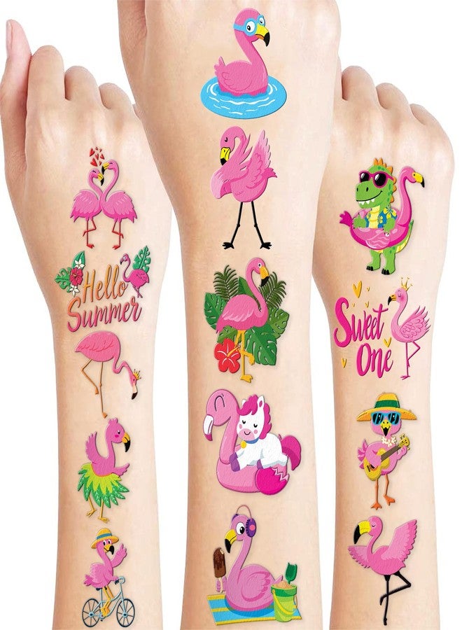 91TATTOOS 96 PCS Funny Cute Flamingo Temporary Tattoos for Kids - Image 1