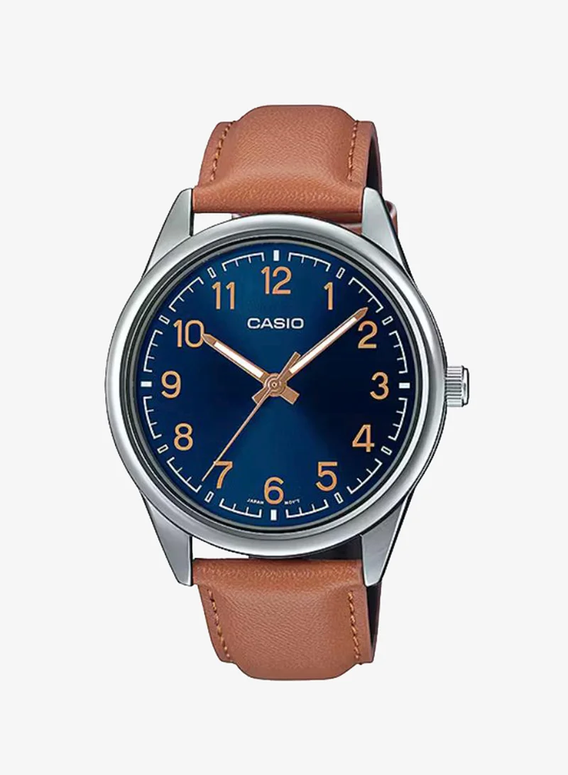 CASIO Men's Leather Analog Watch MTP-V005L-2B4UDF - 40 mm