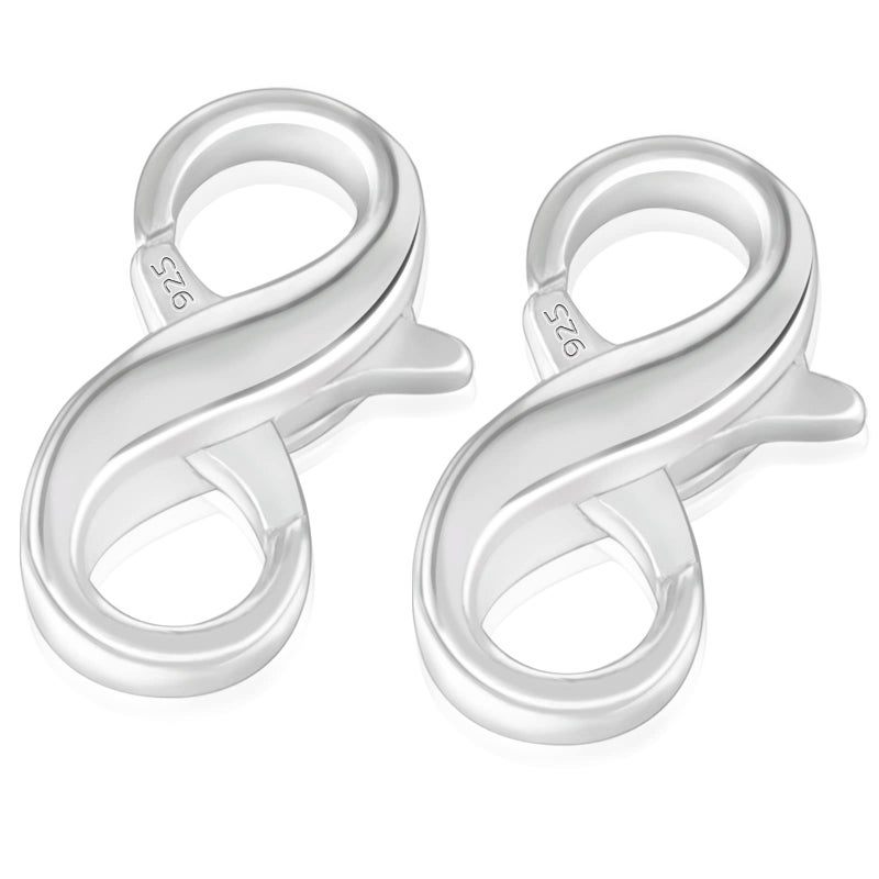 Jadive 2 Pcs Lobster Clasp 925 Sterling Silver Double Opening Lobster Clasp and Closures Bracelet Extender Necklace Connector for DIY Jewelry Repair Kit Bracelet Necklace ClosingSilver