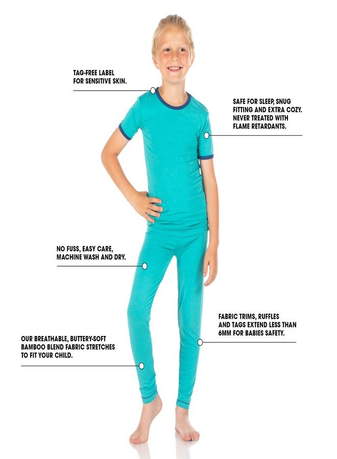 Kic Kee Pants طقم بيجاما بأكمام قصيرة من كيكي بانتس للأشقاء، الأخ الأكبر والأخت الكبرى (لون وردي فاتح - مقاس 2T) - Image 2