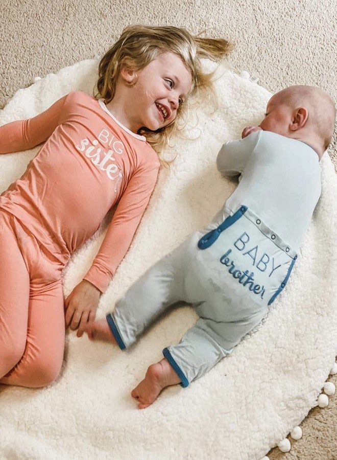 Kic Kee Pants طقم بيجاما بأكمام قصيرة من كيكي بانتس للأشقاء، الأخ الأكبر والأخت الكبرى (لون وردي فاتح - مقاس 2T) - Image 3