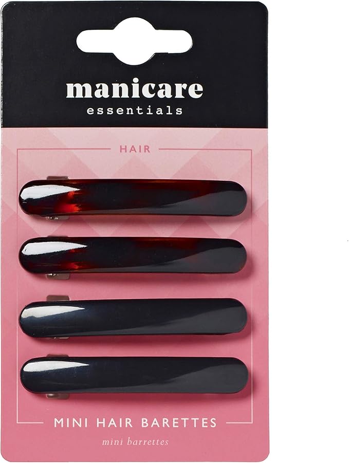 Manicare Mini Hair Barrettes Pack Of 4 Hair Clips For Decorating or Sectioning Hair Secure Grip Gentle On The Hair And Scalp Elegant French Clasp Tortoiseshell and Black - Image 2