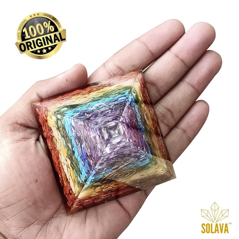 SOLAVA Original 7 Chakra PyramidSeven Chakra Crystal Pyramid Vastu For Home Office For Money Health Good Luck Vastu Correction Prosperity Positivity And Chakra Healing4 Inch - Image 3