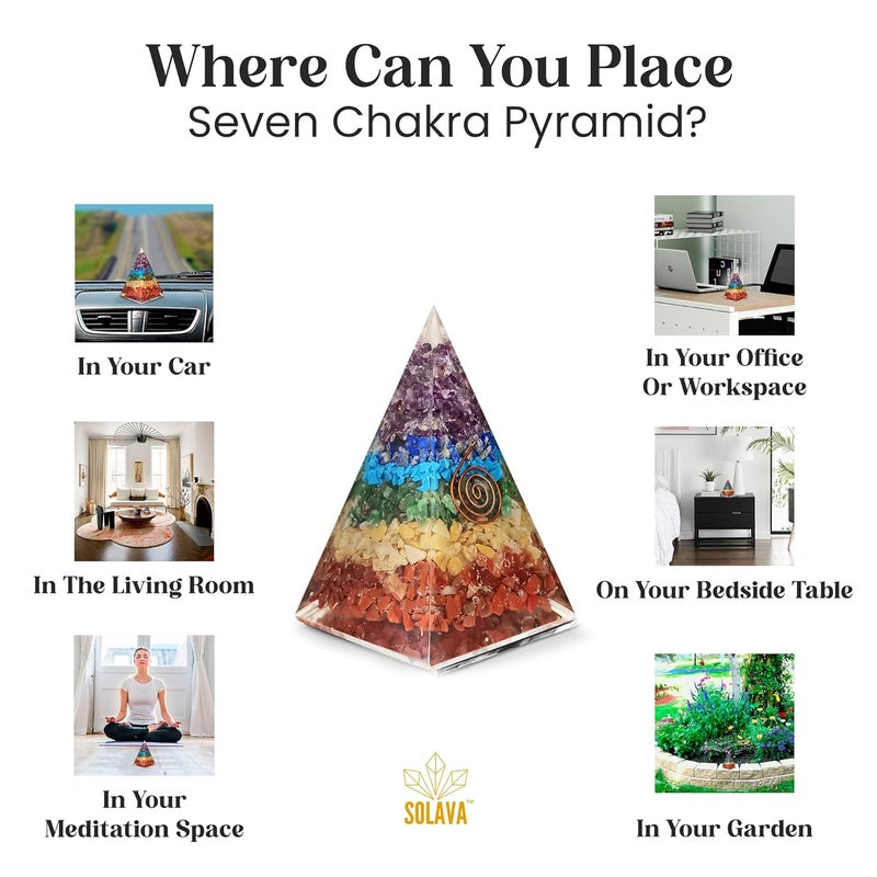 SOLAVA Original 7 Chakra PyramidSeven Chakra Crystal Pyramid Vastu For Home Office For Money Health Good Luck Vastu Correction Prosperity Positivity And Chakra Healing4 Inch - Image 5
