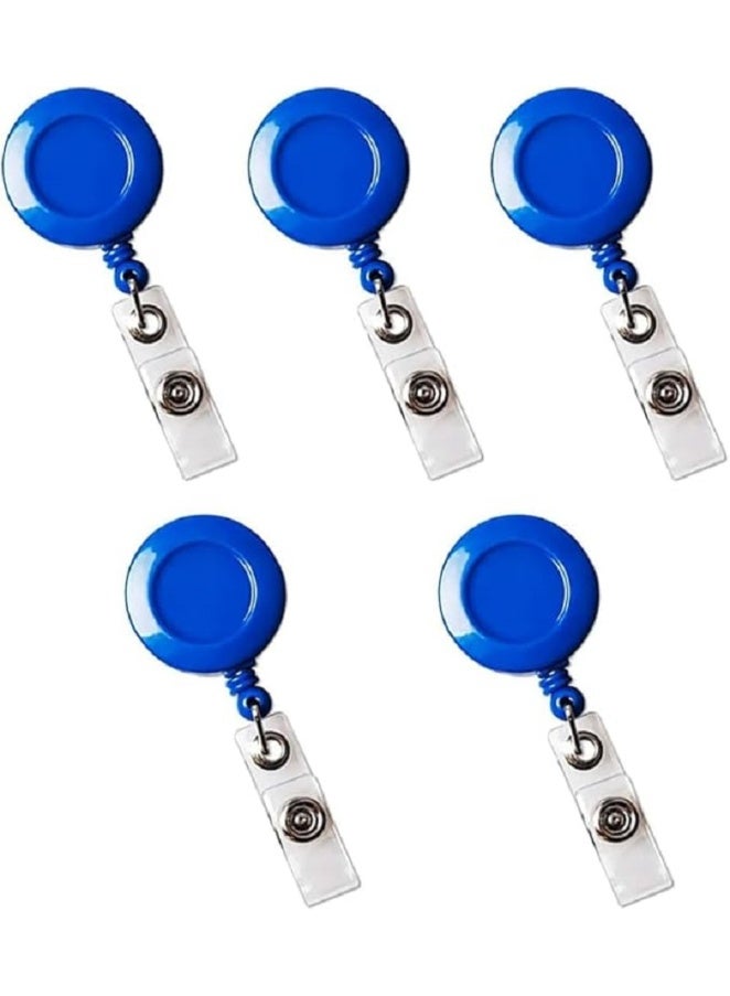 حامل شارة هوية قابل للسحب – تصميم متين مع غطاء بطاقة شفاف – مناسب للعمل والبطاقات الأمنية - – مثالي للموظفين والطلاب (ازرق) - Image 1