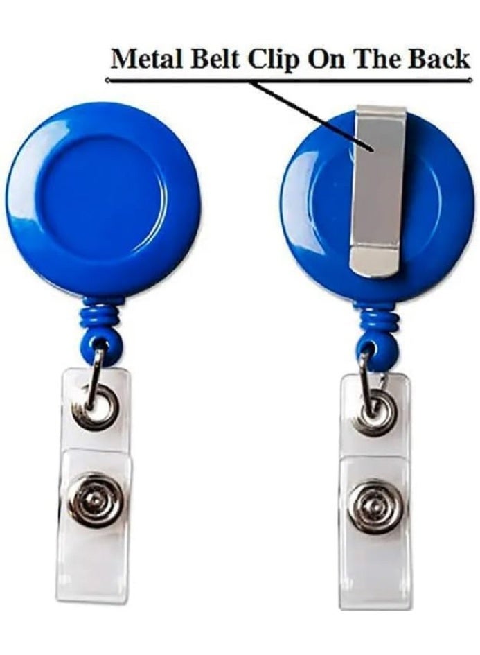 حامل شارة هوية قابل للسحب – تصميم متين مع غطاء بطاقة شفاف – مناسب للعمل والبطاقات الأمنية - – مثالي للموظفين والطلاب (ازرق) - Image 2