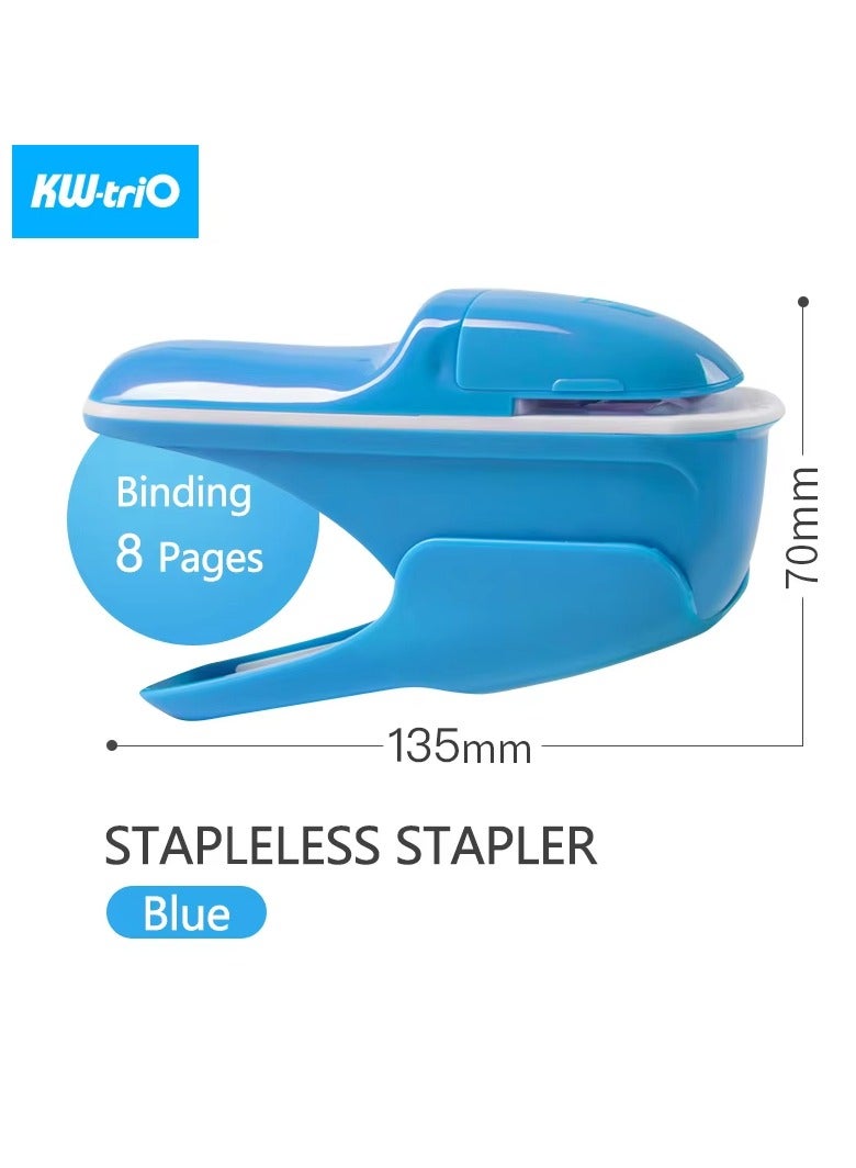 كيه دبليو تريو دباسة ورق KW-triO بدون دبابيس، دباسة بلاستيكية محمولة بدون دبابيس، تجليد 8 ورقات من الورق، لوازم مكتبية - Image 1