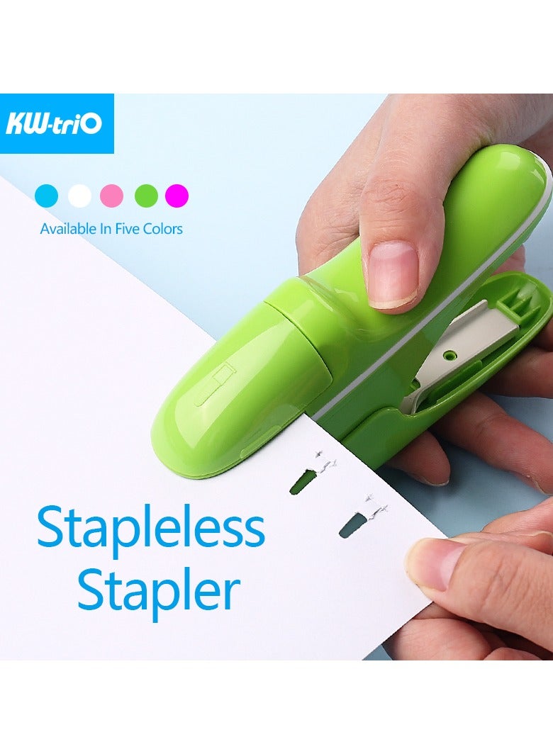 كيه دبليو تريو دباسة ورق KW-triO بدون دبابيس، دباسة بلاستيكية محمولة بدون دبابيس، تجليد 8 ورقات من الورق، لوازم مكتبية - Image 5