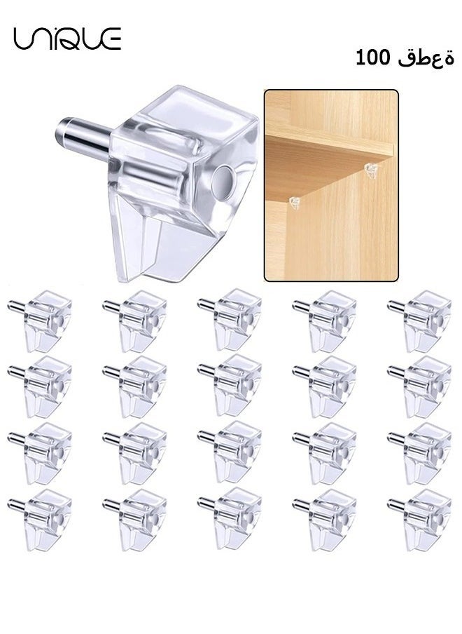 Unique 100 Pieces 5 Millimeters Shelf Support Peg，Support Cabinet Shelf Pins，Clear Plastic Replacement Peg Cabinet Shelf Supports Pins for Kitchen Furniture Book Shelves Shelf Holder Locking Pins  - Image 1