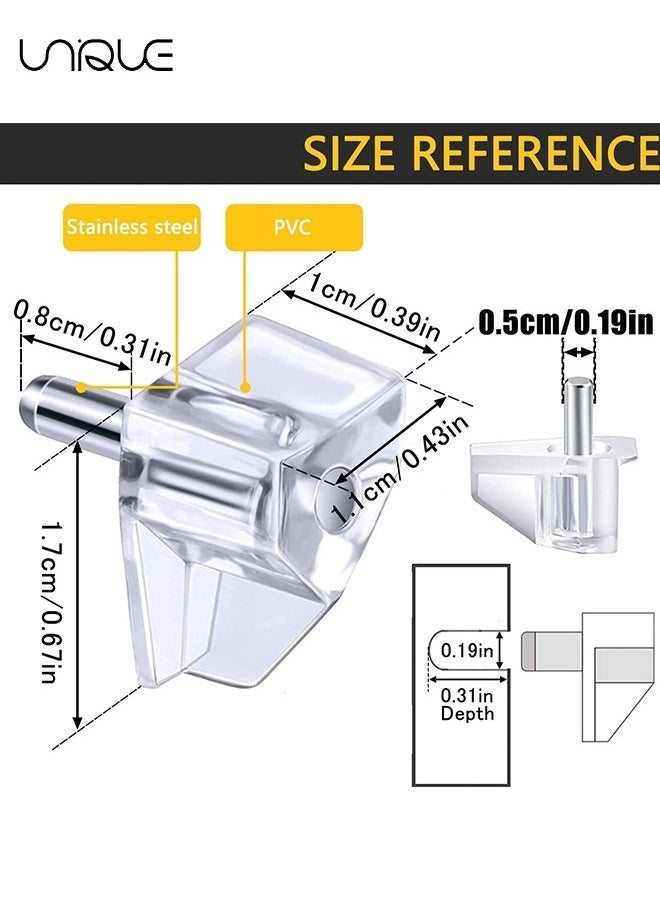 Unique 100 Pieces 5 Millimeters Shelf Support Peg，Support Cabinet Shelf Pins，Clear Plastic Replacement Peg Cabinet Shelf Supports Pins for Kitchen Furniture Book Shelves Shelf Holder Locking Pins  - Image 2
