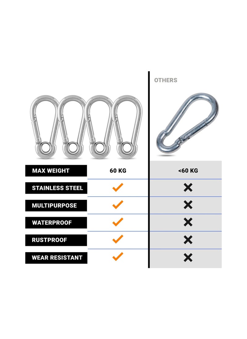 Generic 4Pcs Heavy Duty Stainless Steel Carabiner Clips Quick Snap Hooks for Dog Leash Backpack Hiking Camping  - Image 4
