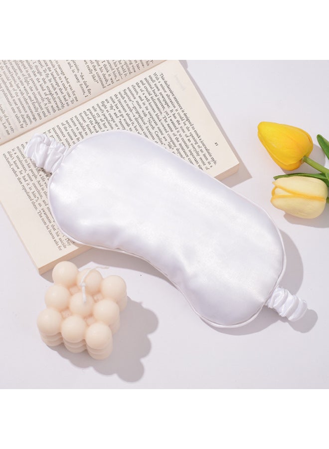 Generic Weiqin Double Sided Silk Sleeping Men's And Women's Blocking Eye Mask To Relieve Fatigue Eye Protection Adjustable Strap Silk Embroidery-Specifications:White Adjustable Model  - Image 1