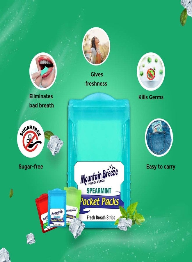 Mountain Breeze Oral Hygiene Mouth Freshener Sugar Free SpearMint Flavoured Breath Strips (18 Strips each Cassatte)-Pack of 1(12 Cassette). - Image 4
