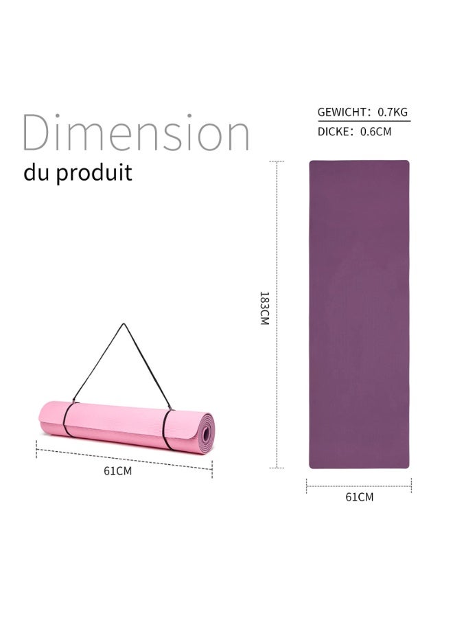 زيريفام سجادة يوجا غير قابلة للانزلاق، سميكة للغاية 6 مم من مادة TPE لتمارين البيلاتس، سجادة تمارين لياقة بدنية صديقة للبيئة للنساء والرجال، سجادة تمارين مع حزام حمل وحقيبة تخزين لصالة الألعاب الرياضية المنزلية وتمارين الأرضية (وردي) - Image 2