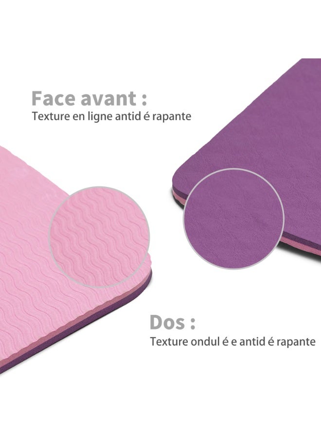 زيريفام سجادة يوجا غير قابلة للانزلاق، سميكة للغاية 6 مم من مادة TPE لتمارين البيلاتس، سجادة تمارين لياقة بدنية صديقة للبيئة للنساء والرجال، سجادة تمارين مع حزام حمل وحقيبة تخزين لصالة الألعاب الرياضية المنزلية وتمارين الأرضية (وردي) - Image 4