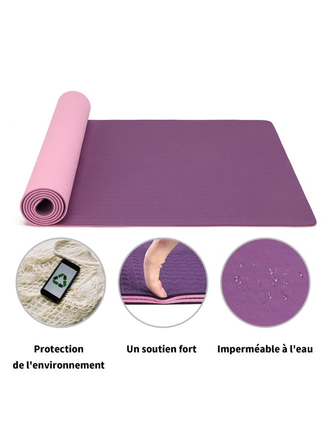 زيريفام سجادة يوجا غير قابلة للانزلاق، سميكة للغاية 6 مم من مادة TPE لتمارين البيلاتس، سجادة تمارين لياقة بدنية صديقة للبيئة للنساء والرجال، سجادة تمارين مع حزام حمل وحقيبة تخزين لصالة الألعاب الرياضية المنزلية وتمارين الأرضية (وردي) - Image 5