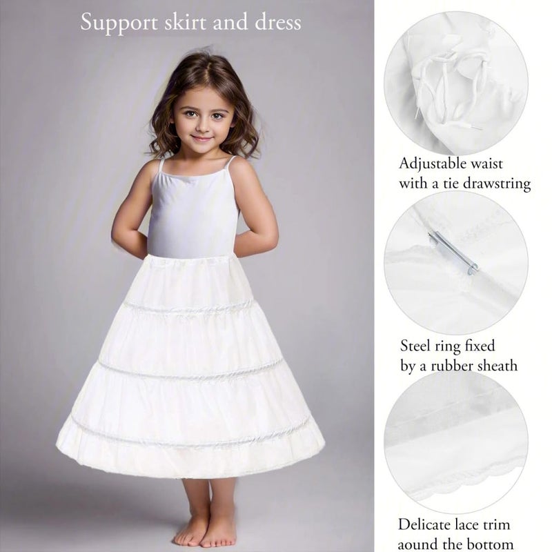 Abaowedding Girls' 3 Hoops Petticoat Full Slip Flower Girl Crinoline Skirt (4-5 yrs) Black - Image 2