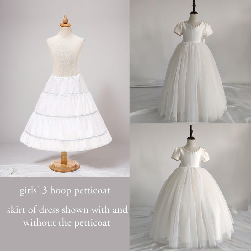 Abaowedding Girls' 3 Hoops Petticoat Full Slip Flower Girl Crinoline Skirt (4-5 yrs) Black - Image 4