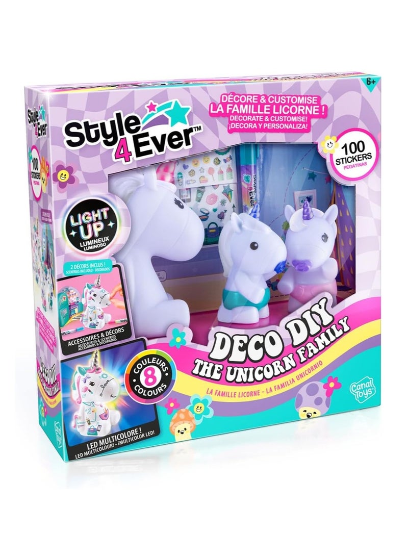 Canal Toys - Canal Toys - Style 4 Ever - The Unicorn Family, Unicorn Mom and Two Babies Figurines to Decorate - Image 1