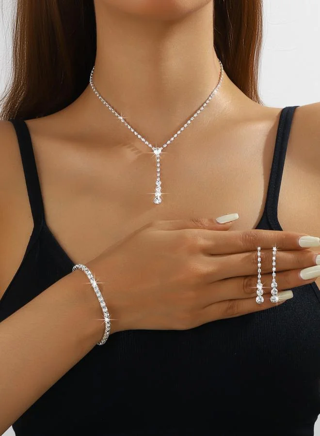 Take Two Take Two Rhinestone Necklace, Earrings and Bracelet Set
