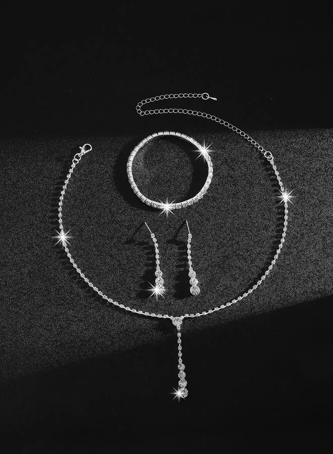 Take Two Take Two Rhinestone Necklace, Earrings and Bracelet Set