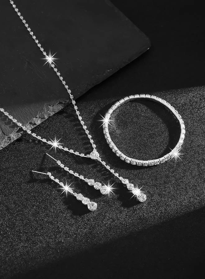 Take Two Take Two Rhinestone Necklace, Earrings and Bracelet Set