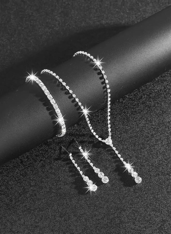 Take Two Take Two Rhinestone Necklace, Earrings and Bracelet Set