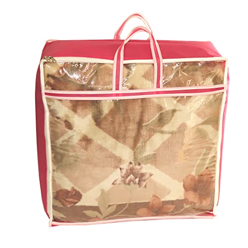 AARON INC Present 2 Pack Non Woven Pink Blanket Storage Bags With Handle, Front Transparent Window, Large Size, Under Bed Storage, Sturdy Zipper - Image 2